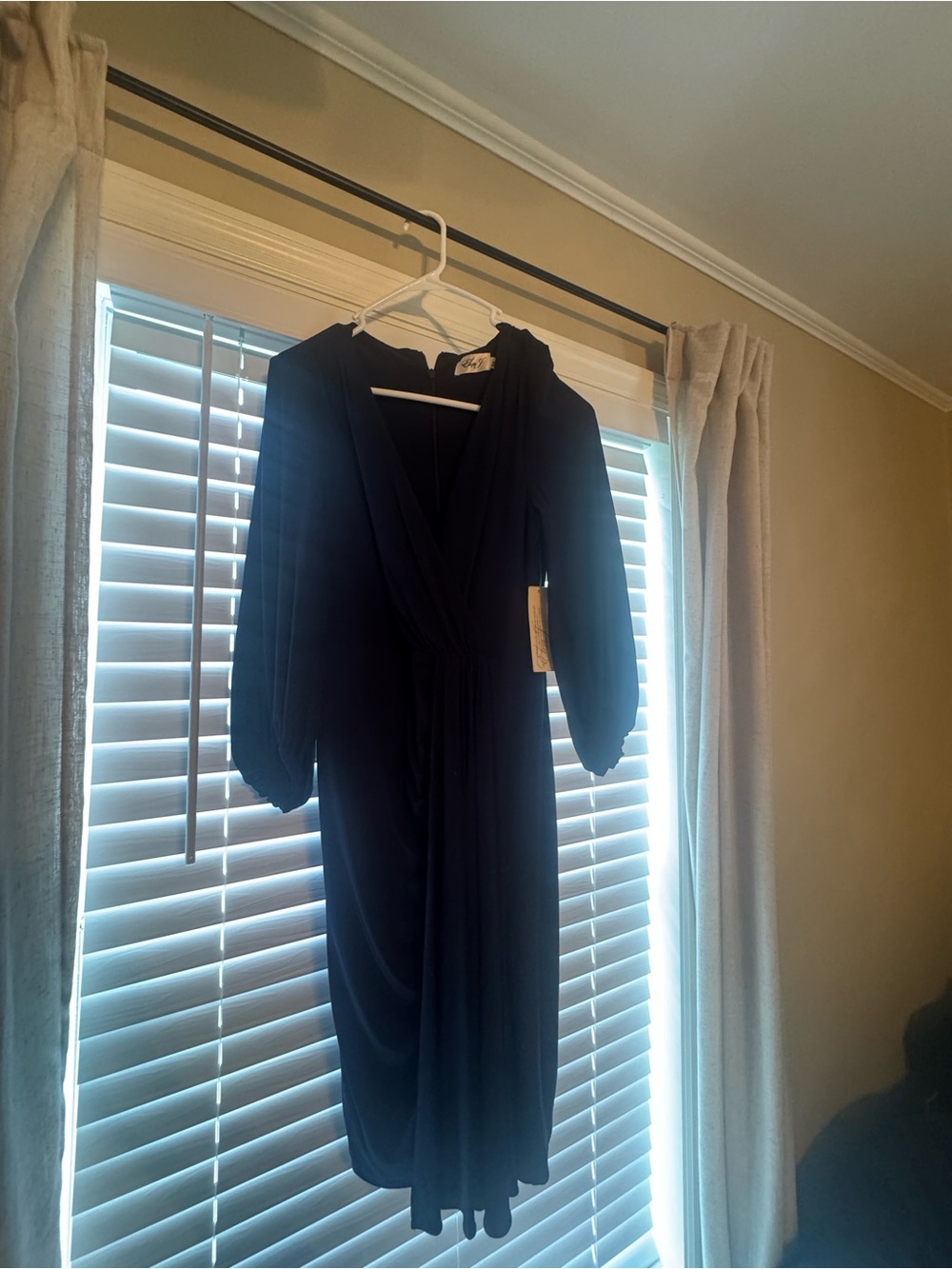 Eliza J Black Long-Sleeve Wrap Dress
